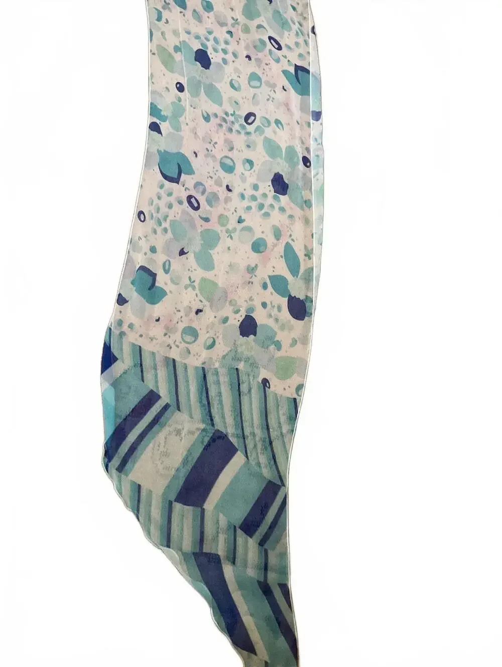 Lightweight Blue and White Patterned Scarf Wrap Abstract Beach Ocean Cover up